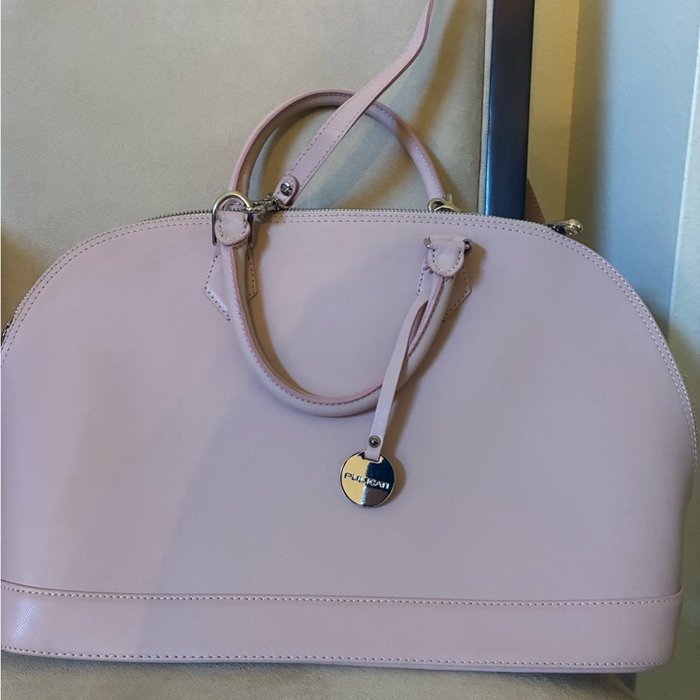 Pulicati Pink Satchel Bag with Gold Hardware